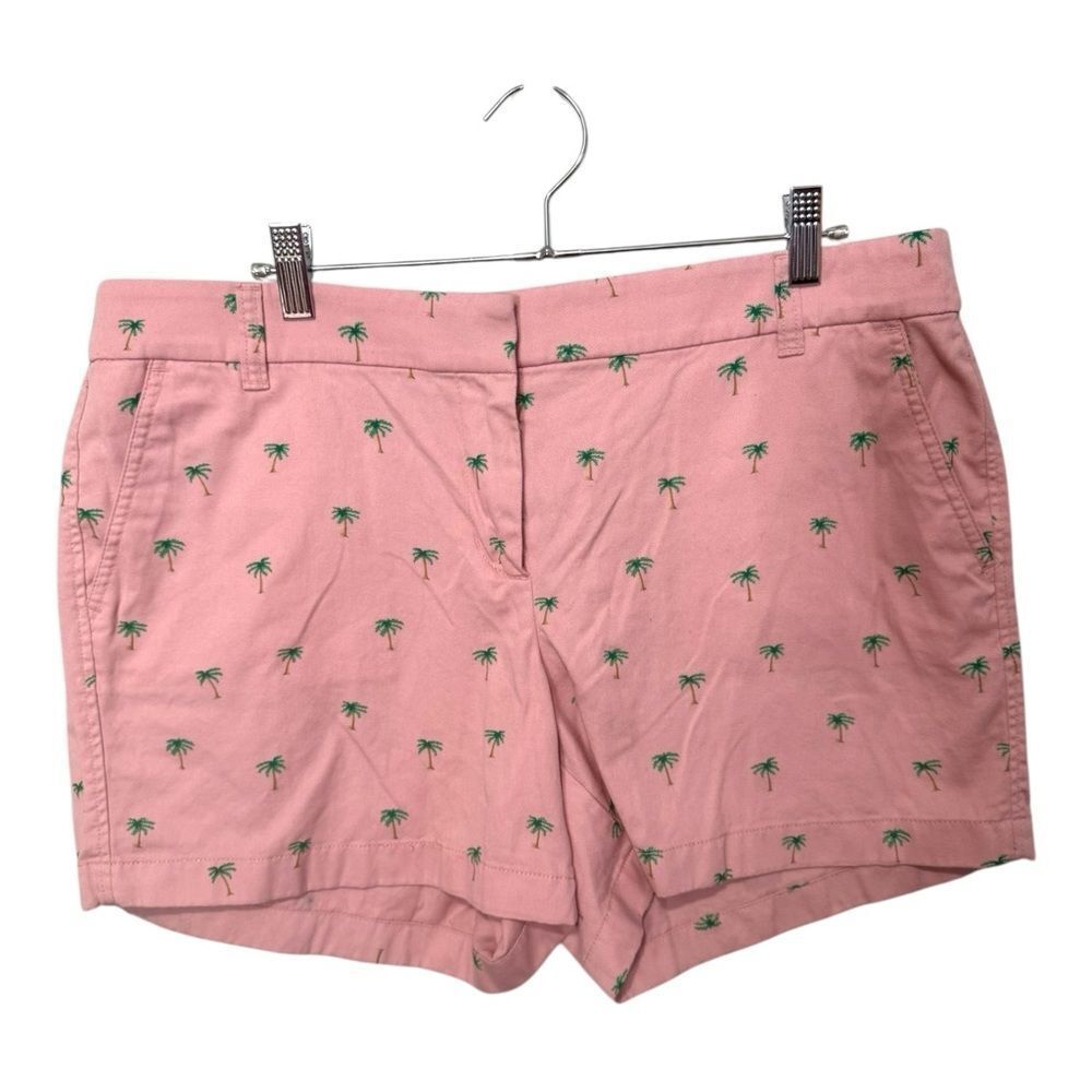 J.Crew Pink Palm Tree Chino Shorts Size 14 Reimagined Cotton Summer Beach